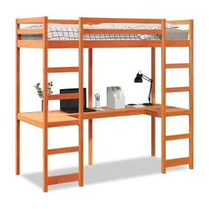 Hoogslaper zonder matras massief grenenhout wasbruin 75×190 cm Hoogslaper zonder matras massief grenenhout wasbruin 75×190 cm
