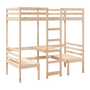 Hoogslaper met bureau en stoelen massief grenenhout 75×190 cm Hoogslaper met bureau en stoelen massief grenenhout 75×190 cm