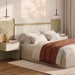 Hoofdeinde met nachtkastjes – Uitbreidbaar – 140 /160 cm – Naturel en crème – Koop nu Hoofdeinde met nachtkastjes – Uitbreidbaar – 140 /160 cm – Naturel en crème – Koop nu