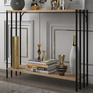 Industriële console PITEA met houten planken Industriële console PITEA met houten planken