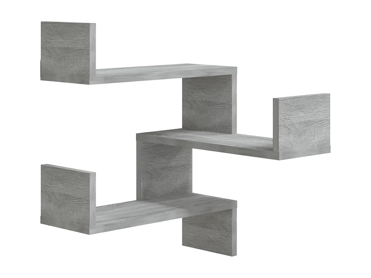 Hoekwandschap 40x40x50 cm bewerkt hout grijs sonoma eikenkleur
