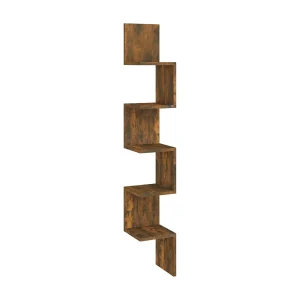 Hoekwandschap 20x20x127,5 cm bewerkt hout gerookt eikenkleurig Hoekwandschap 20x20x127,5 cm bewerkt hout gerookt eikenkleurig