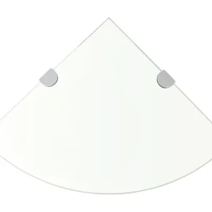 Hoekschappen 2 st met chromen dragers 25×25 cm glas transparant Hoekschappen 2 st met chromen dragers 25×25 cm glas transparant