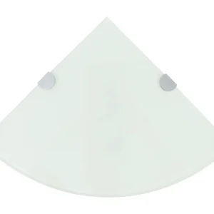 Hoekschap met chromen dragers 25×25 cm glas wit Hoekschap met chromen dragers 25×25 cm glas wit