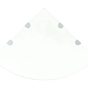 Hoekschappen 2 st met chromen dragers 45×45 cm glas transparant Hoekschappen 2 st met chromen dragers 45×45 cm glas transparant