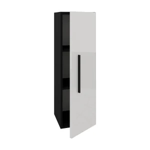 Hoge kast Kos, 1 deur, zwart/wit hoogglans, MDF, 30 x 30 x 95 cm