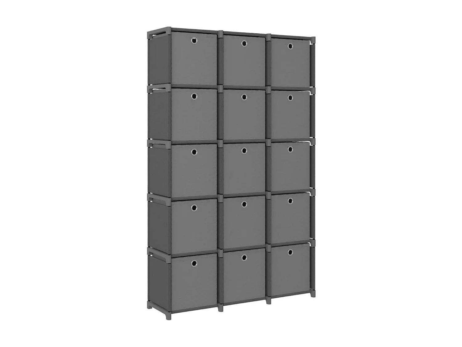 Kast met 15 vakken met boxen 103x30x175,5 cm stof grijs