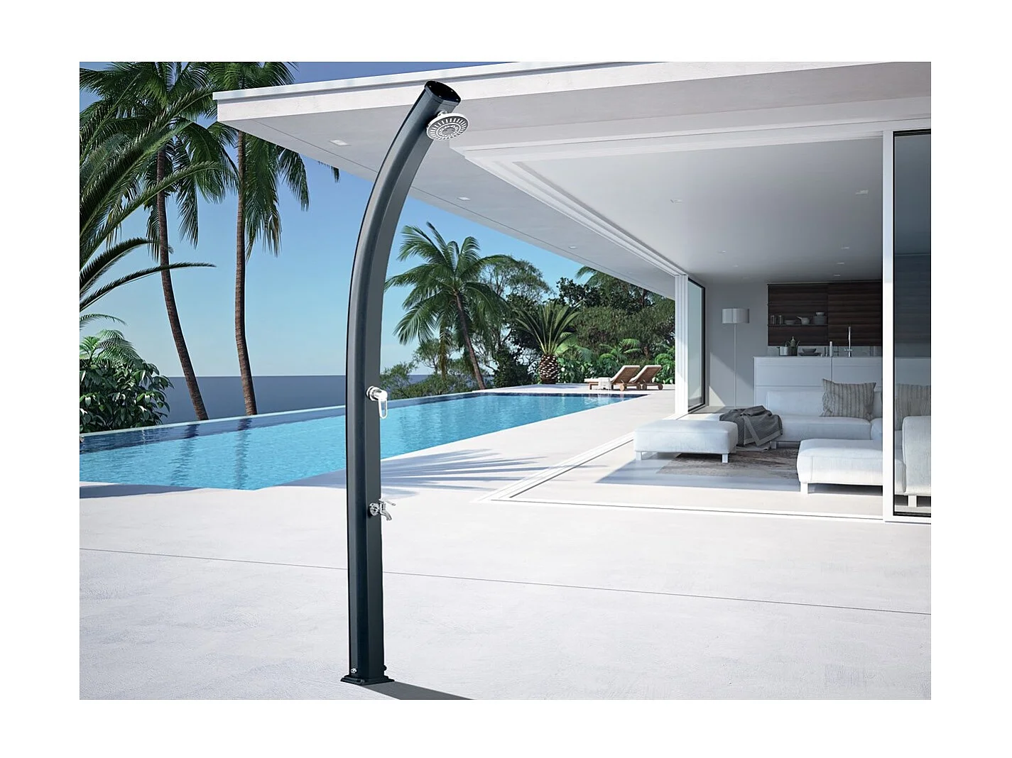 Jolly Solar Shower 33L Aluminuim - 233 cm - Voetdouche + Regendouchekop + verstevigd onderstel