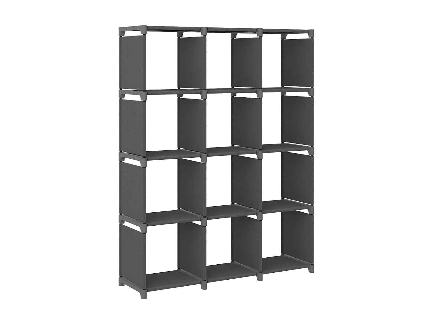 Kast met 12 vakken 103x30x141 cm stof grijs