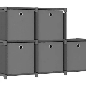 Kast met 5 vakken met boxen 103x30x72,5 cm stof grijs Kast met 5 vakken met boxen 103x30x72,5 cm stof grijs