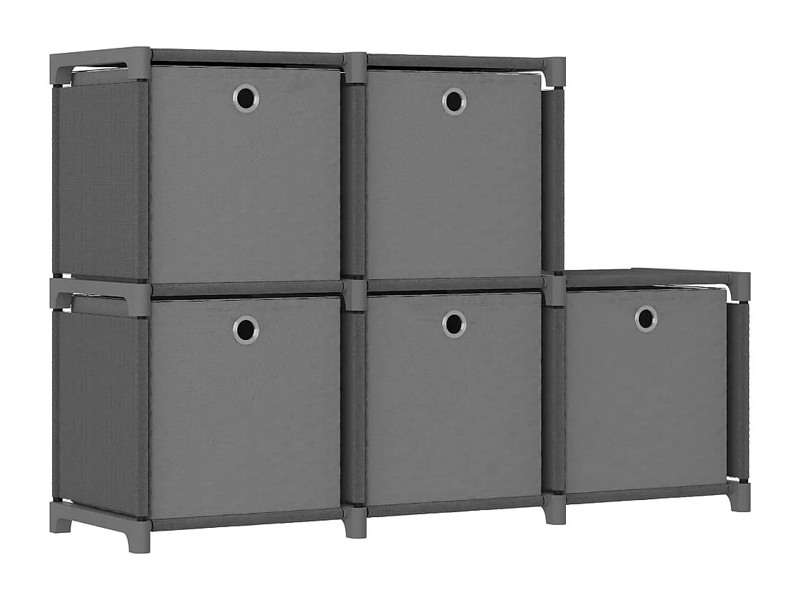 Kast met 5 vakken met boxen 103x30x72,5 cm stof grijs