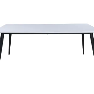 Jimmy eetkamertafel 90×195/285cm met extra plaat HPL wit, zwart. Jimmy eetkamertafel 90×195/285cm met extra plaat HPL wit, zwart.