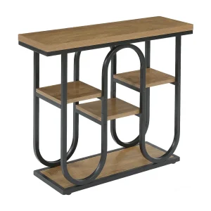 Industriële consoletafel, bijzettafel met 4 niveaus, open planken en metalen frame, rustieke haltafel Industriële consoletafel, bijzettafel met 4 niveaus, open planken en metalen frame, rustieke haltafel