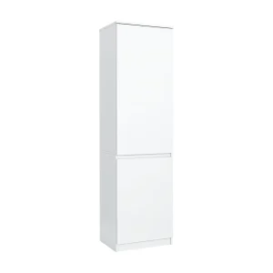 Hoge witte schoenenkast 180 cm – Smal opbergmeubel met 2 deuren en planken, moderne ruimtebesparende halkast 50x39x180 cm Hoge witte schoenenkast 180 cm – Smal opbergmeubel met 2 deuren en planken, moderne ruimtebesparende halkast 50x39x180 cm