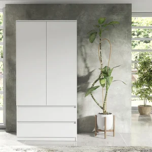 Kast voor de slaapkamer 180 cm – Inloopkast met kledingrek en 2 lades, opbergmeubel voor de slaapkamer van volwassenen 180x90x50 cm Kast voor de slaapkamer 180 cm – Inloopkast met kledingrek en 2 lades, opbergmeubel voor de slaapkamer van volwassenen 180x90x50 cm