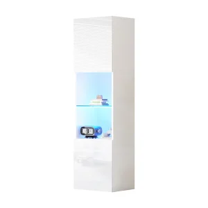 Hoogglans witte vitrinekast met 2 deuren en 1 glazen plank, inclusief LED – 45x35x160cm Hoogglans witte vitrinekast met 2 deuren en 1 glazen plank, inclusief LED – 45x35x160cm