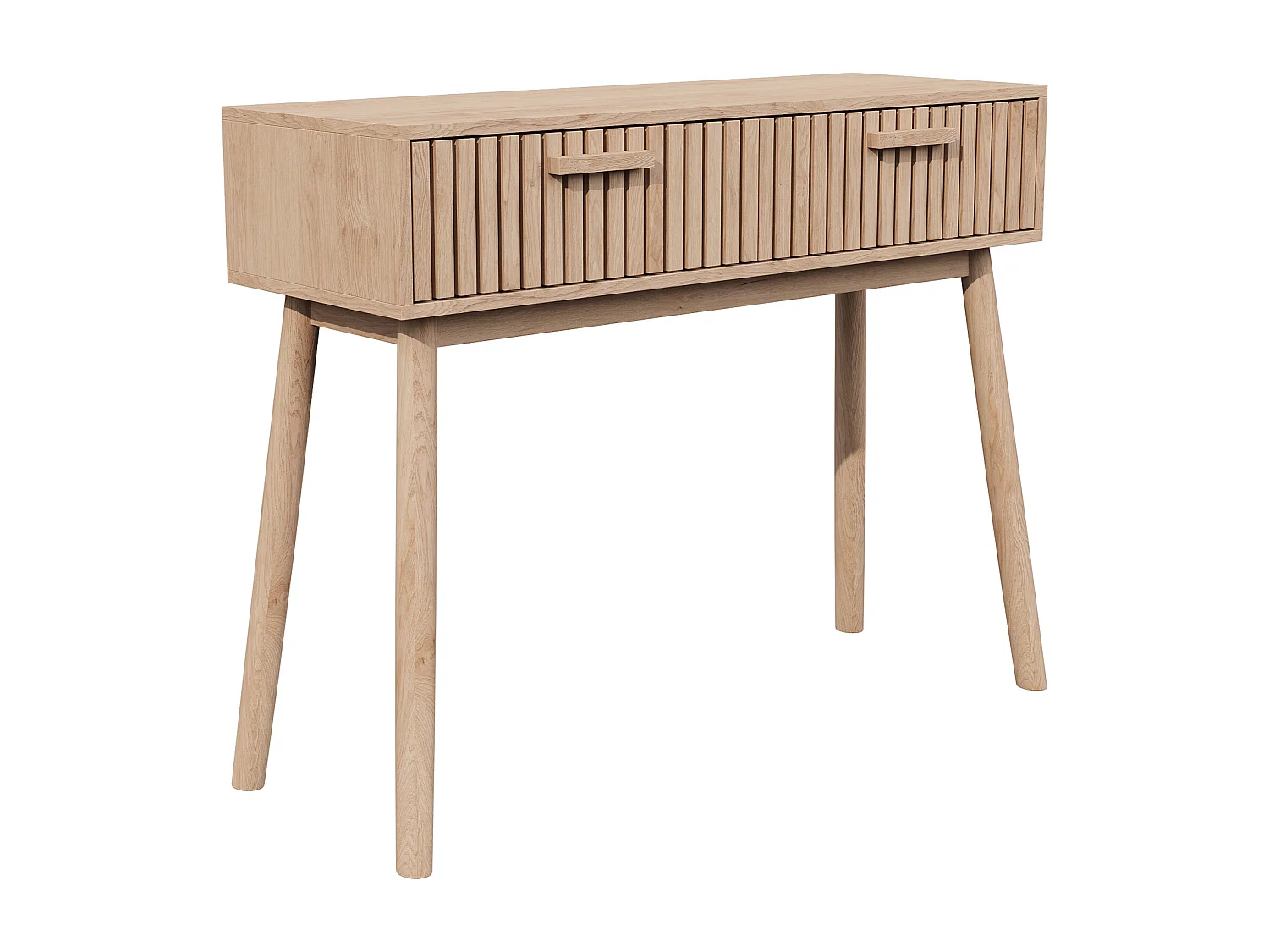 Houten consoletafel met 2 lades voor de woonkamer of hal - Afmetingen 100x80x35 cm - Bruine kleur