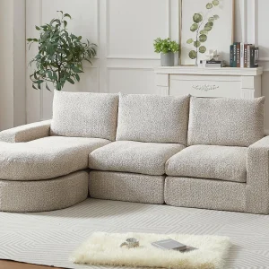 Kaleido Pro – Canapéhoek Modulair 251x160x81 cm – Reversibele Ligstoel in Chenille Stof – Heerlijk Zacht – Ideaal voor uw Woonkamer