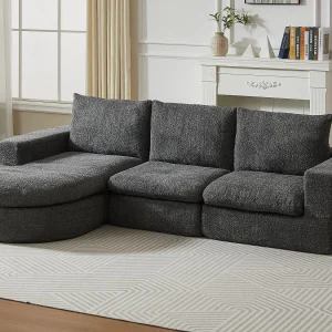 Kaleido Pro – Canapéhoek Modulair 251x160x81 cm – Reversibele Ligstoel in Chenille Stof – Heerlijk Zacht – Ideaal voor uw Woonkamer