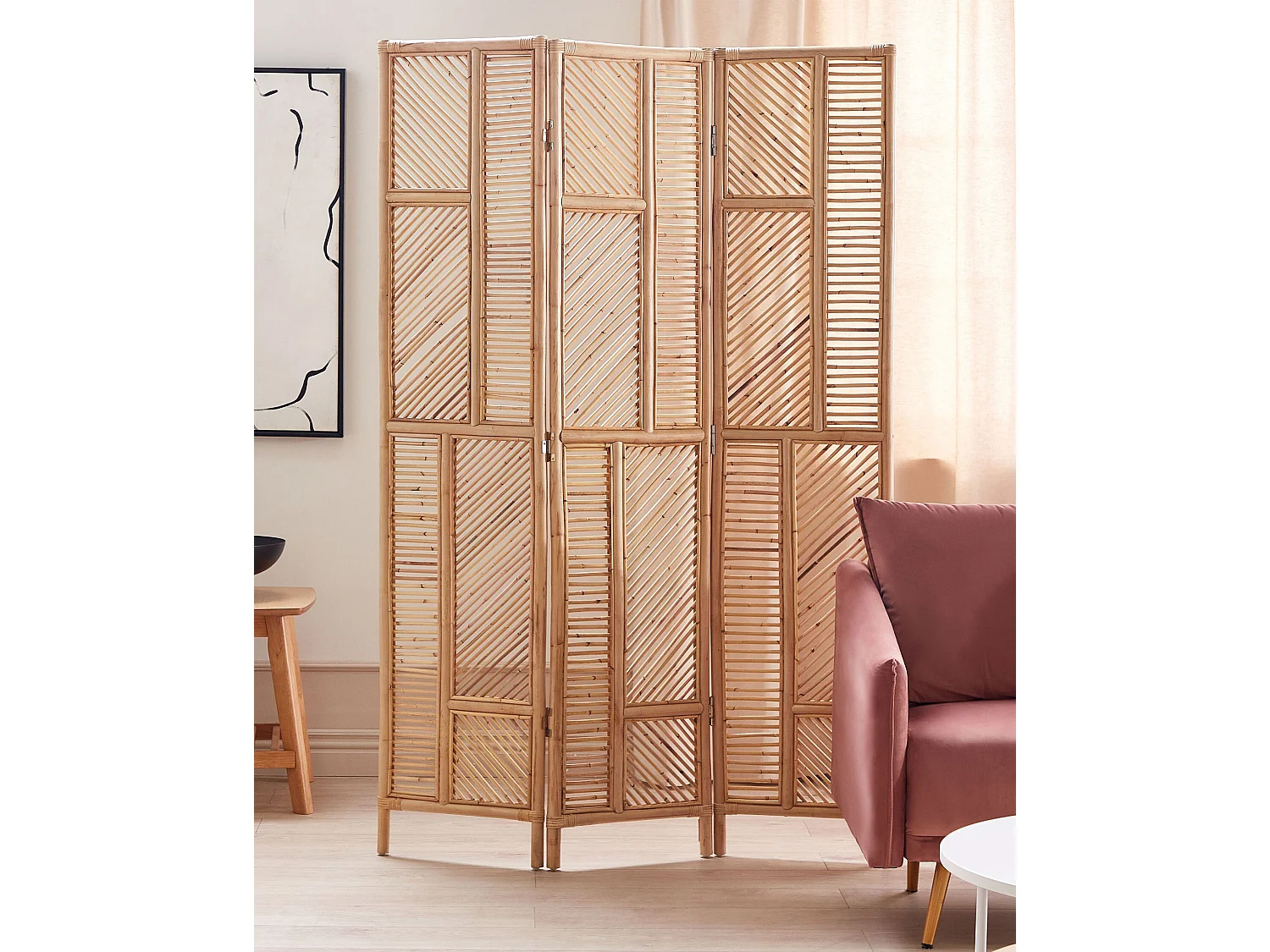 Roomdivider met 3 panelen LAMEZIA Lichtbruin 117 cm 180 cm