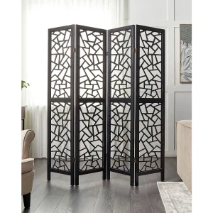 Roomdivider met 4 panelen PIANLARGO Zwart 163 cm 170 cm Roomdivider met 4 panelen PIANLARGO Zwart 163 cm 170 cm