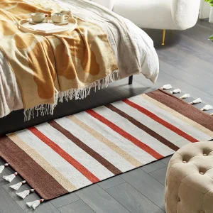Vloerkleed katoen bruin/beige 80 x 150 cm HISARLI Vloerkleed katoen bruin/beige 80 x 150 cm HISARLI