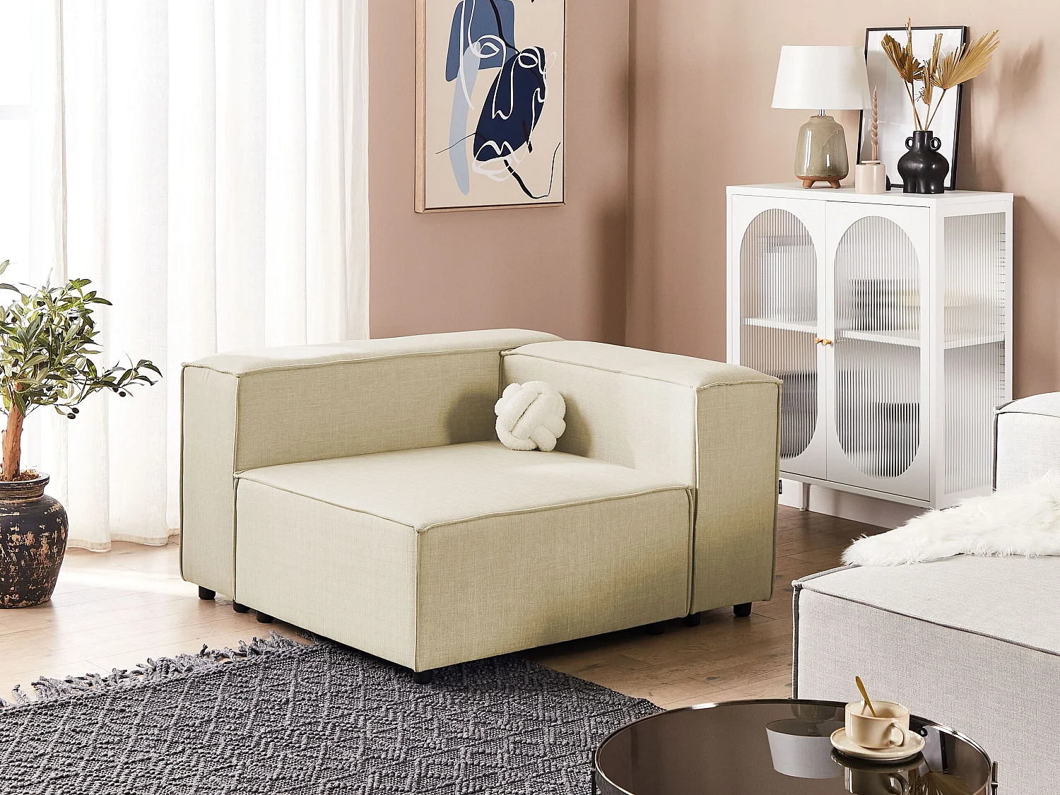 Hoekmodule APRICA Kunstlinnen Beige