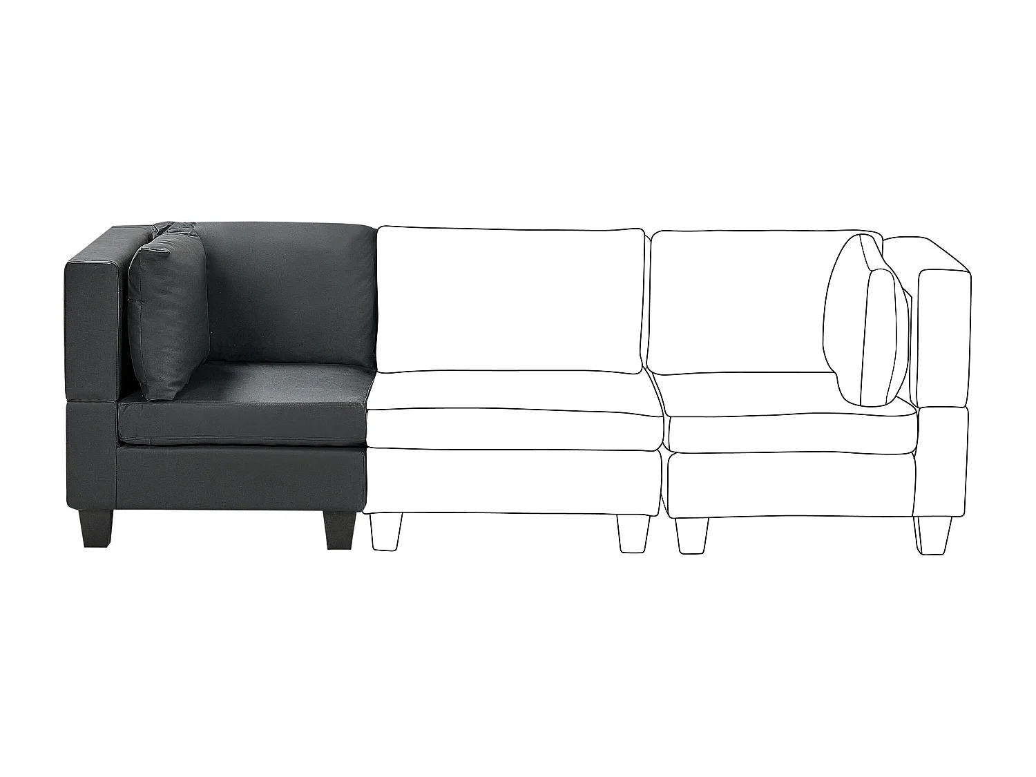 Hoekmodule UNSTAD Kunstleer Zwart
