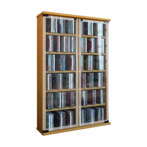 Hout CD DVD Stand Shelf Gallery Glazen Deur Hout CD DVD Stand Shelf Gallery Glazen Deur