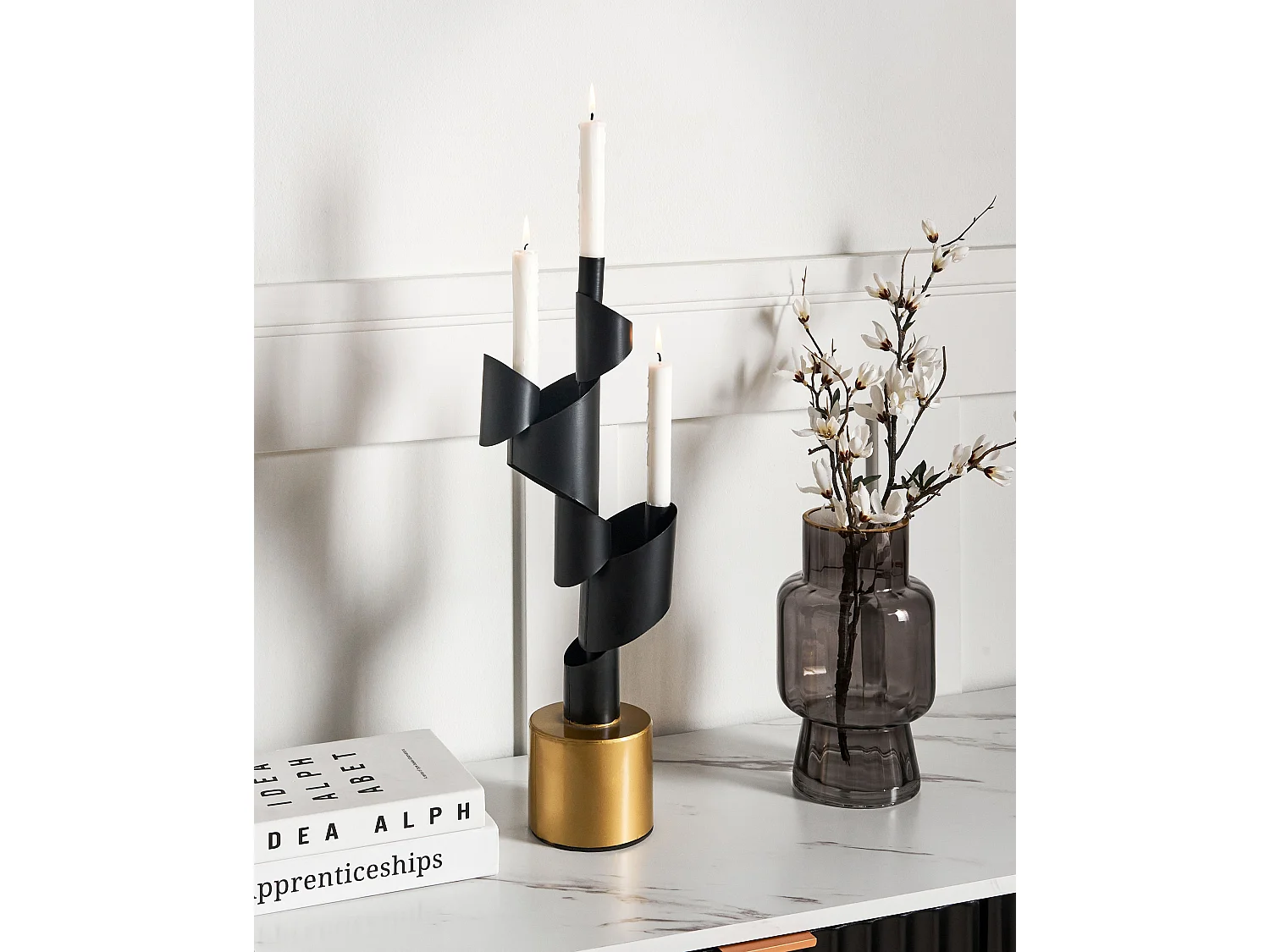 Kaarshouder AMILLY Metaal 51 cm Zwart