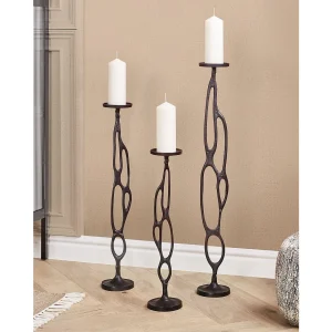 Set van 3 kaarshouders BUNI Metaal 54/68/84 cm Zwart Set van 3 kaarshouders BUNI Metaal 54/68/84 cm Zwart
