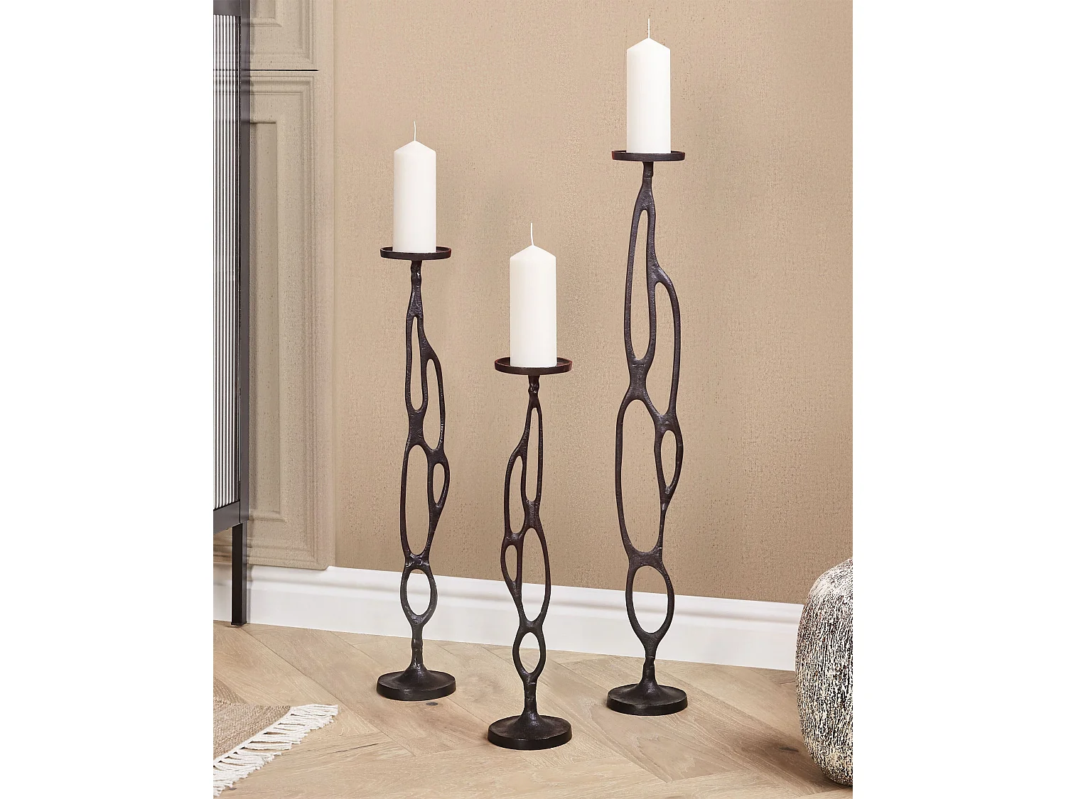Set van 3 kaarshouders BUNI Metaal 54/68/84 cm Zwart