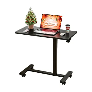 In hoogte verstelbare bijzettafel met wielen, perfect als behandeltafel, mobiel bureau, nachtkastje of salontafel voor de woonkamer zwart In hoogte verstelbare bijzettafel met wielen, perfect als behandeltafel, mobiel bureau, nachtkastje of salontafel voor de woonkamer zwart