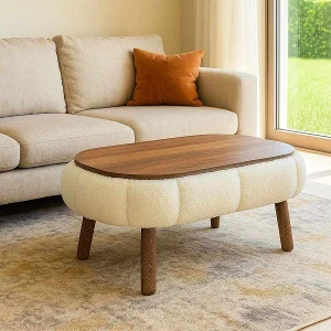 Houten salontafel "Papatya" – 98 x 68 x 45 cm – Wit
