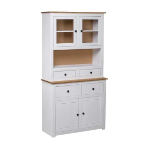 Hoge kast Panama Range 93×40,5×180 cm massief grenenhout wit