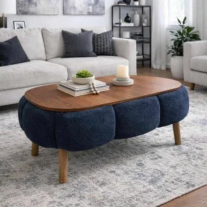 Houten salontafel "Papatya" – 98 x 68 x 45 cm – Antracietgrijs