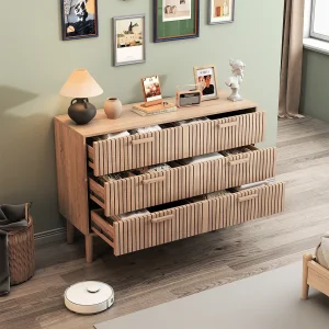 Houten ladekast met 6 lades – Art Deco-ontwerp, stevige structuur, grote opbergcapaciteit Houten ladekast met 6 lades – Art Deco-ontwerp, stevige structuur, grote opbergcapaciteit