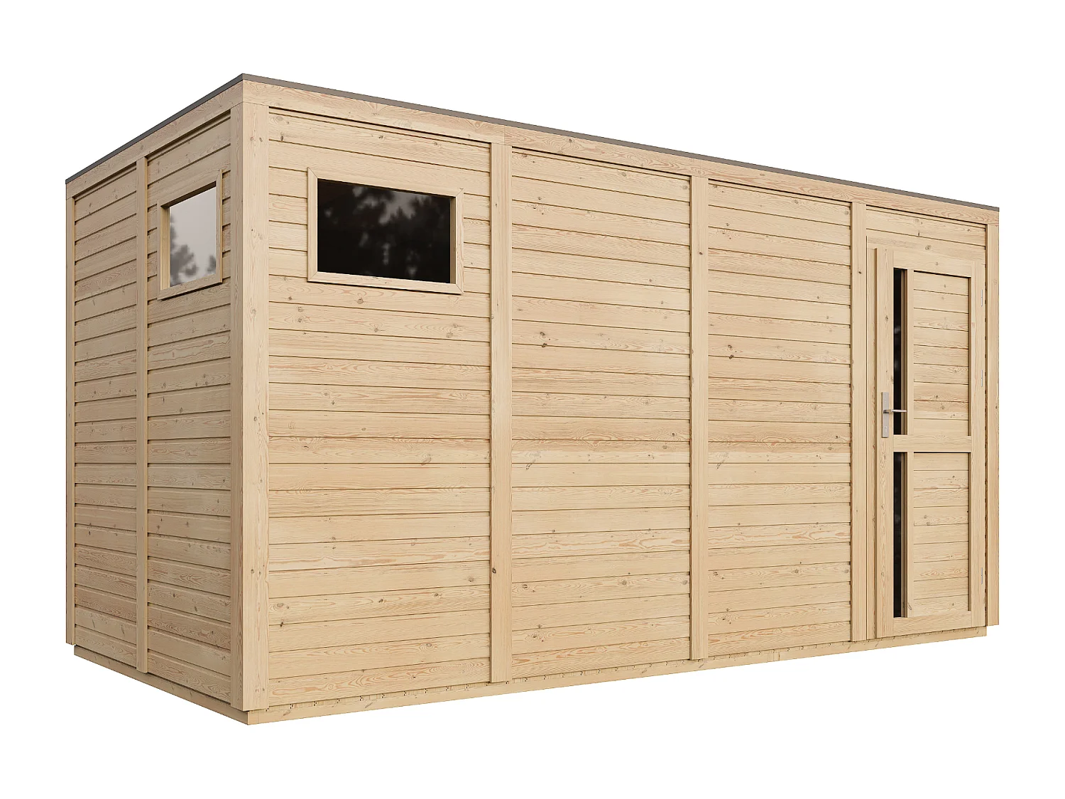 Houten tuinhuis met geimpregneerde vloer - 8.16 m² / 206 x 404 x H216 cm - M327F1+M327G