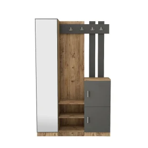 Inkommeubel Dgagn, Entreehanger, CompoAtriumhouder, muptfunctionele houder, 114x38h180 cm, Eik en antraciet Inkommeubel Dgagn, Entreehanger, CompoAtriumhouder, muptfunctionele houder, 114x38h180 cm, Eik en antraciet
