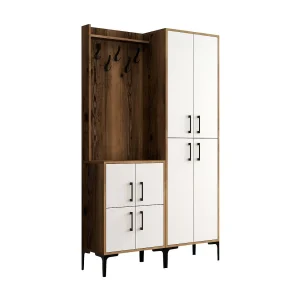 Inkommeubel Dgottard, EntratinaHanger, samenstelling voor atrium, mp-functioneleerhouder, 120x35h200 cm, walnoot en wit