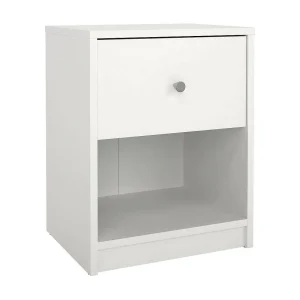 Kastri nachtkastje, Lage ladekast, Nachtkastje, Bedplank, 38×30 h48 cm, Wit