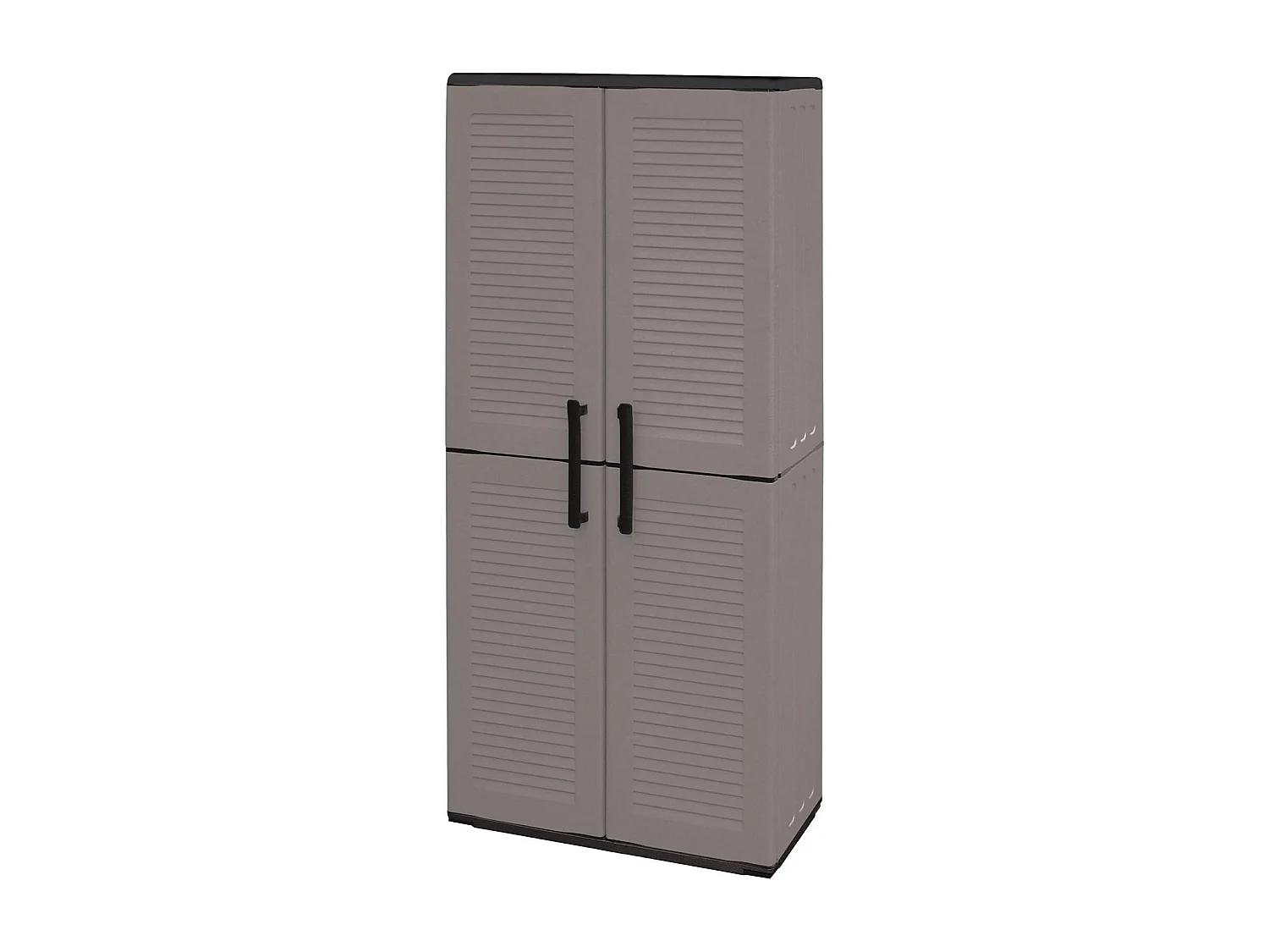 KastenO outdoor Dambrosin, Balkonkast, Multifunctionele kledingkast met planken, 100% Made in Italy, 68x37h163 cm, Grijs en Zwart, Gestreepte afwerking