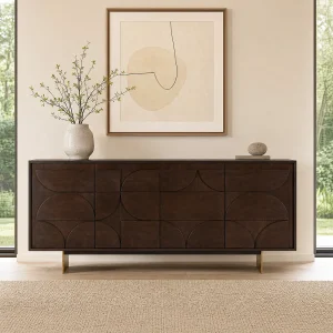 Dressoir met 4 deuren van acaciahout – Donker naturel – IZMELA Dressoir met 4 deuren van acaciahout – Donker naturel – IZMELA