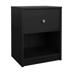 Kastri nachtkastje, Lage ladekast, Nachtkastje, Bedplank, 38×30 h48 cm, Zwart