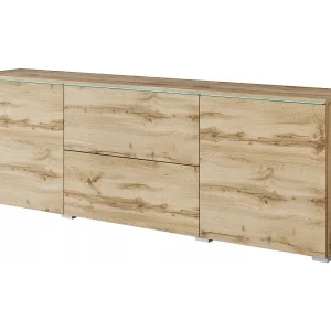 Moderne lowboard TV-meubel 180 cm – hoge TV-kast met lades en planken, wotan eiken mat Moderne lowboard TV-meubel 180 cm – hoge TV-kast met lades en planken, wotan eiken mat