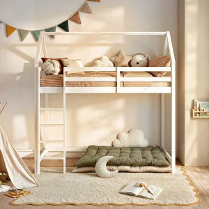 Hoogslaper 90 x 190 cm – Grenen – Wit + Matras – TARZIA – Koop nu eenvoudig online Hoogslaper 90 x 190 cm – Grenen – Wit + Matras – TARZIA – Koop nu eenvoudig online