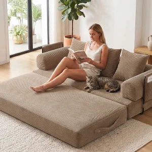 Kaleido 2.0 – Modulaire Corduroy Bank – Extern Metalen Frame – Opbergvakken en 3 Kussens Inbegrepen – Ideaal voor Woonkamer, Appartement