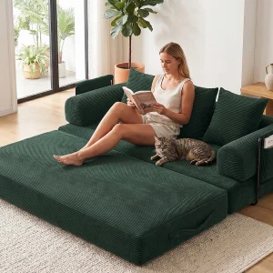Kaleido 2.0 – Modulaire Corduroy Bank – Extern Metalen Frame – Opbergvakken en 3 Kussens Inbegrepen – Ideaal voor Woonkamer, Appartement