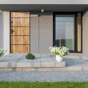 Inox toegangsdeur H207 x B100 cm eik effect – rechts – NAXARA Inox toegangsdeur H207 x B100 cm eik effect – rechts – NAXARA