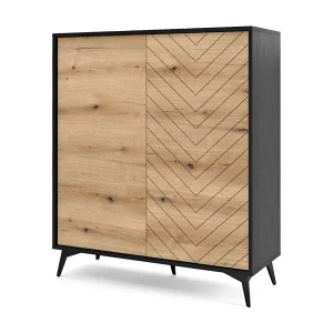 Hoge commode Emerald – loft, dressoir 100 cm met 2 deuren, eiken Evoke Hoge commode Emerald – loft, dressoir 100 cm met 2 deuren, eiken Evoke